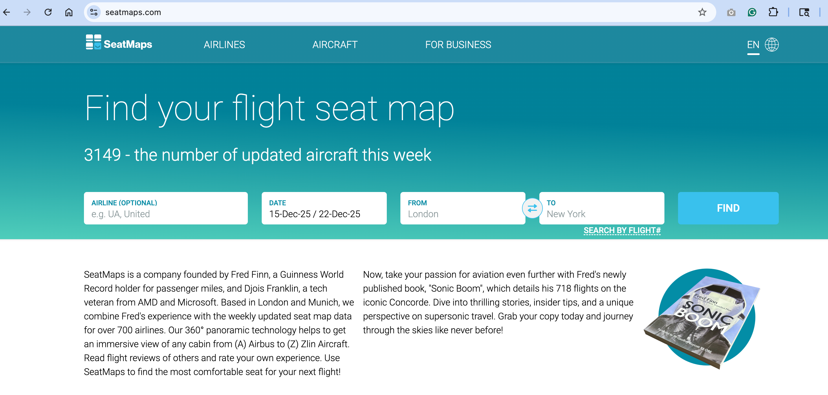 Seatmaps.com landing page. 
